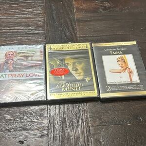 Set of 3 Classic Inspational Movie DVDs New Sealed 
Beautiful Mind Emma Eat Pray